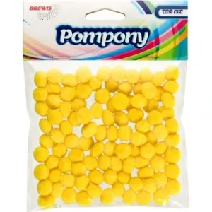 Pompony kreatywne Brewis 1cm Żółte, 100szt